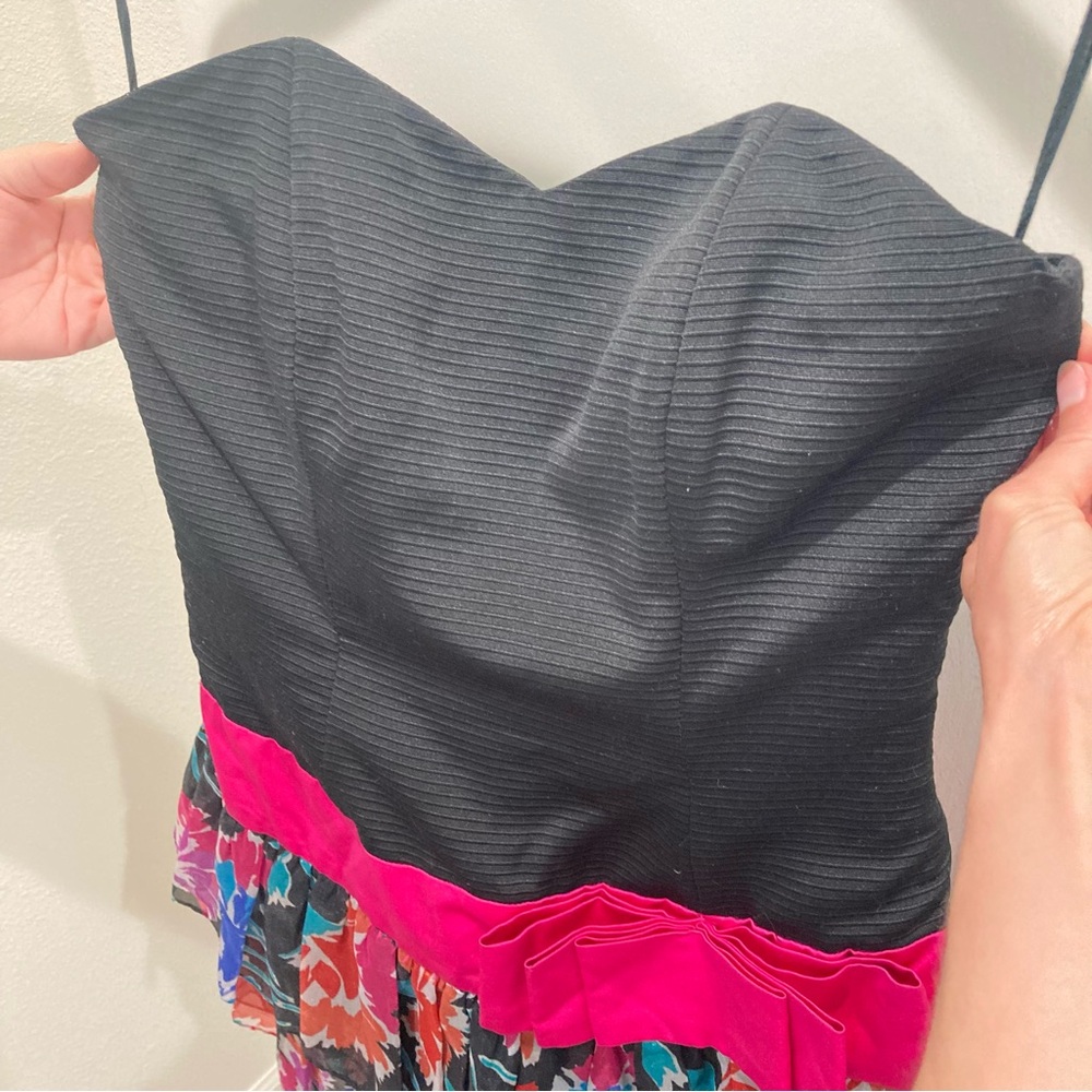 Vintage 80s Prom Dress strapless multicolor - Picture 8 of 14